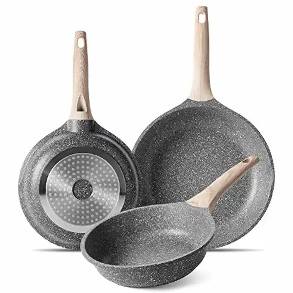 Set 3 sartenes con piedra natural (20-24-28 cm)