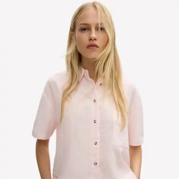 Camisa básica de algodón rosa