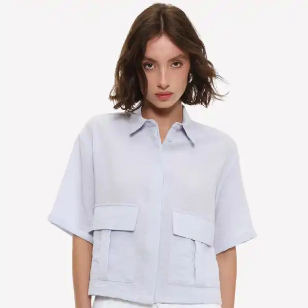 Camisa cropped holgada bolsillos