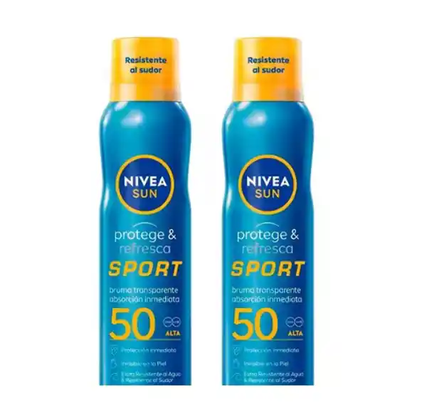 NIVEA SUN FP50 Spray Bruma Sport Protege y Refresca (pack de 2 unidades)