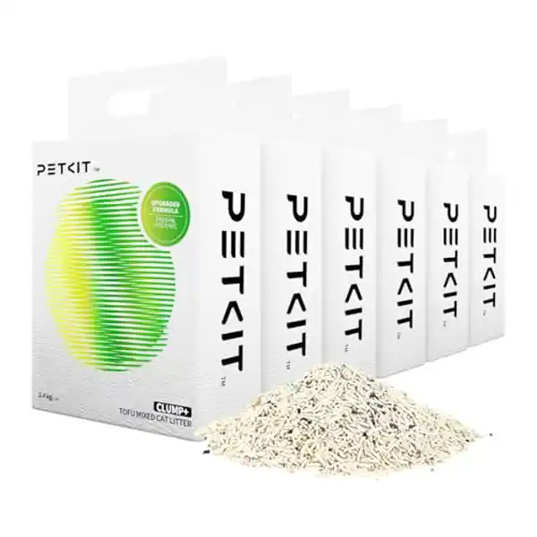 PETKIT Clump+ - Arena mixta para gatos con carbón activado (6 x 2,4 kg)