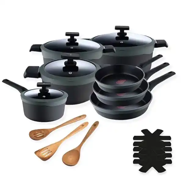 MasterPRO Gastro Reeco - Batería de cocina en aluminio fundido (7 piezas + accesorios)