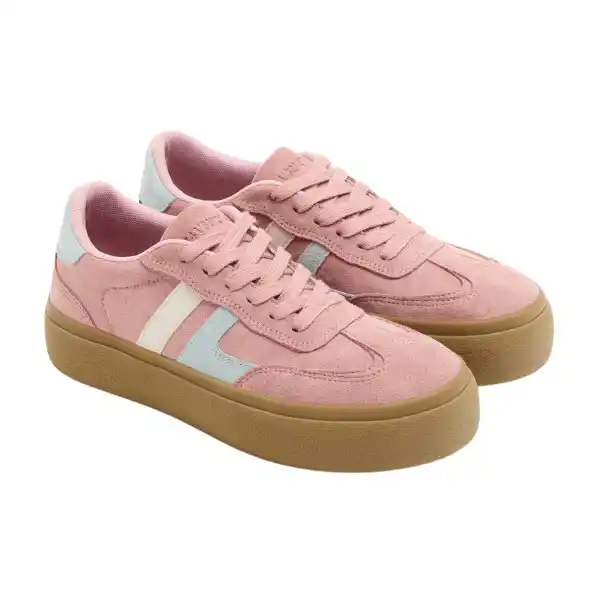 Zapatillas retro de suela gruesa en rosa