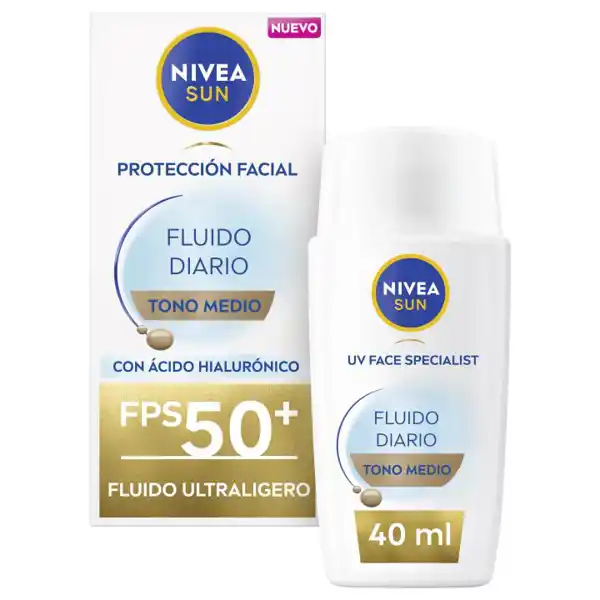 NIVEA SUN UV Facial Fluido Diario Ultra Ligero SPF50 Tono Medio