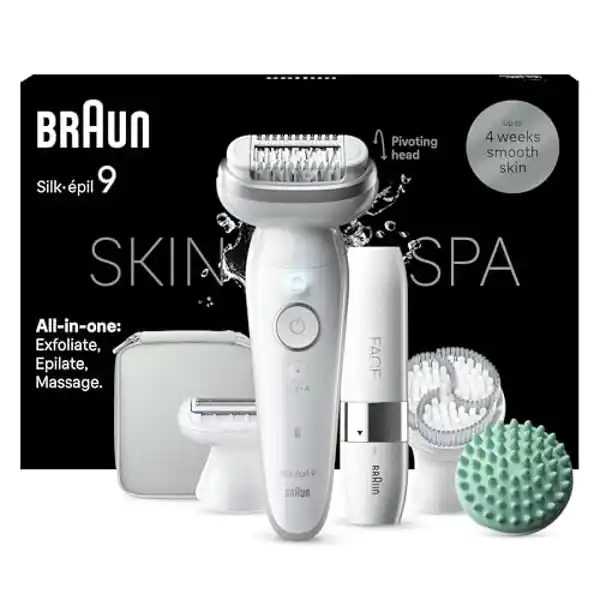 Braun Silk-épil 9 SkinSpa 9-381 - Depiladora/Masajeadora + Depiladora facial + Accesorios