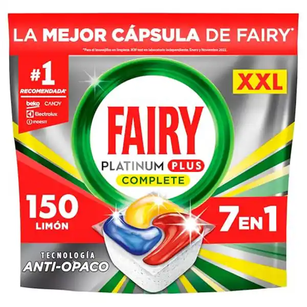 Fairy Platinum Plus, 150 cápsulas para el lavavajillas