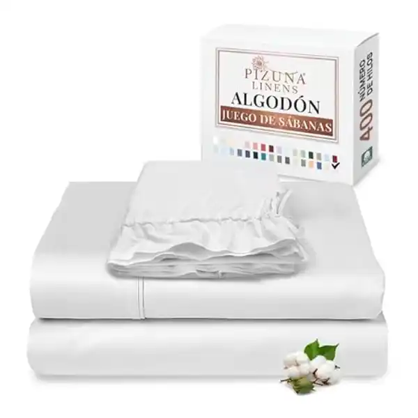 Pizuna - Juego de sábanas 100% satén de algodón (3 piezas)