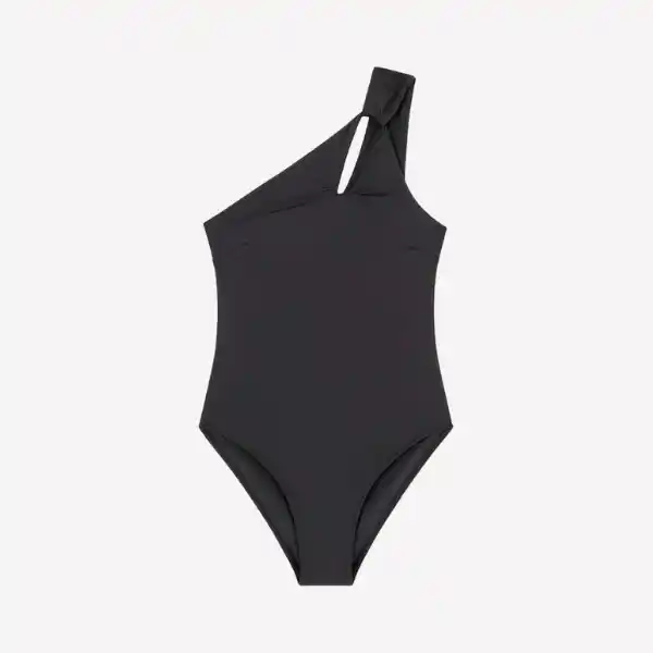 Bañador Asimétrico Nudo Decorativo Negro