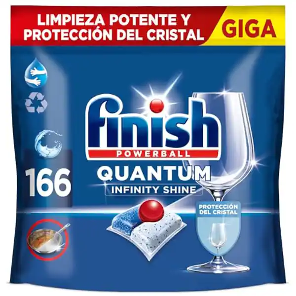 Finish Powerball Quantum Infinity Shine, pastillas para el lavavajillas (pack de 166 pastillas)