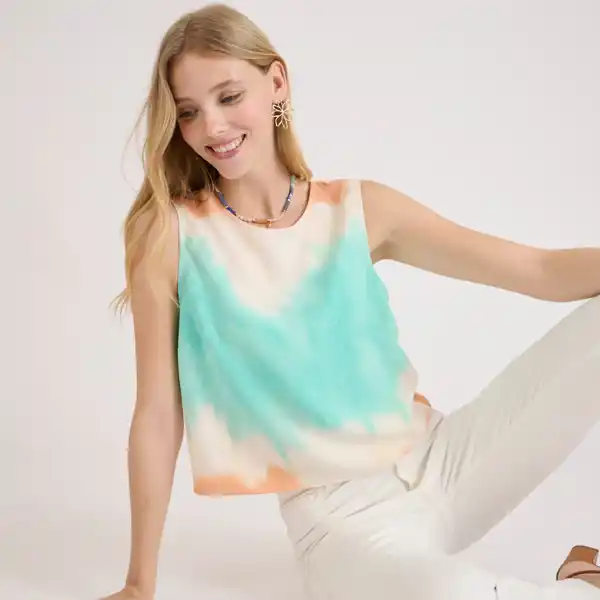 Naf Naf, blusa de mujer corta con escote pico trasero